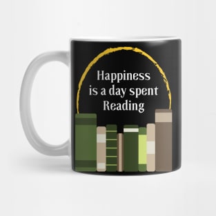 Happiness is a Day Spent Reading | Green | Black Mug